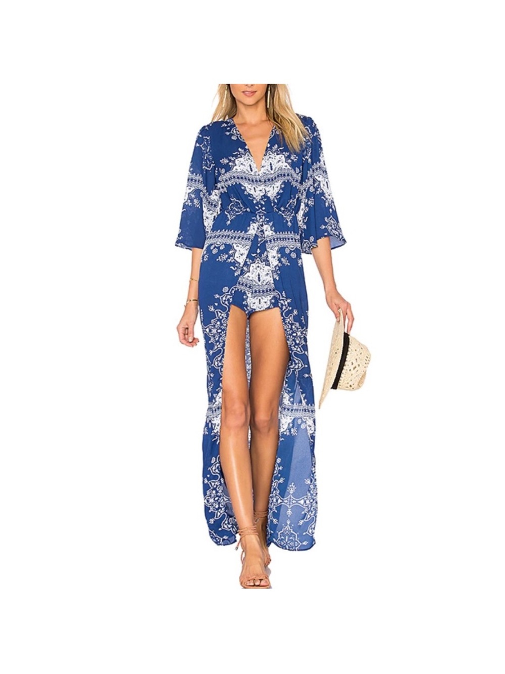 Lovers+Friends Ashton Dress in Blue Temple Scarf